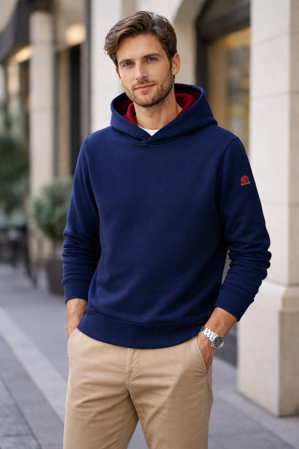 Hoodie Bleu Indigo - Swiss Made - Cerise
