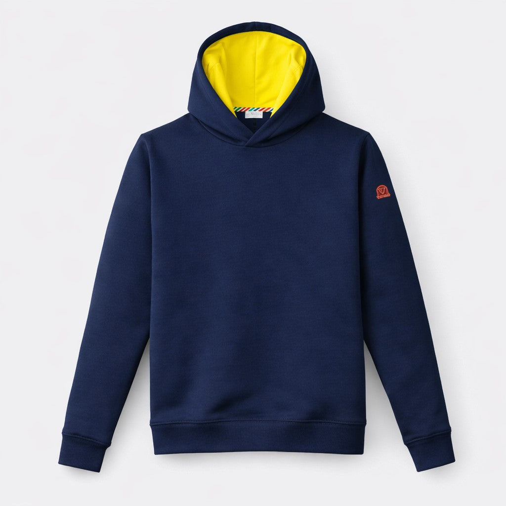 Hoodie Bleu Marine - Swiss Made - Jaune