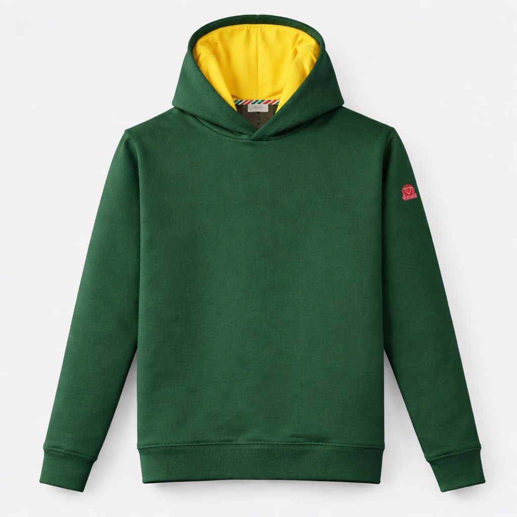 Hoodie vert - Swiss Made - jaune