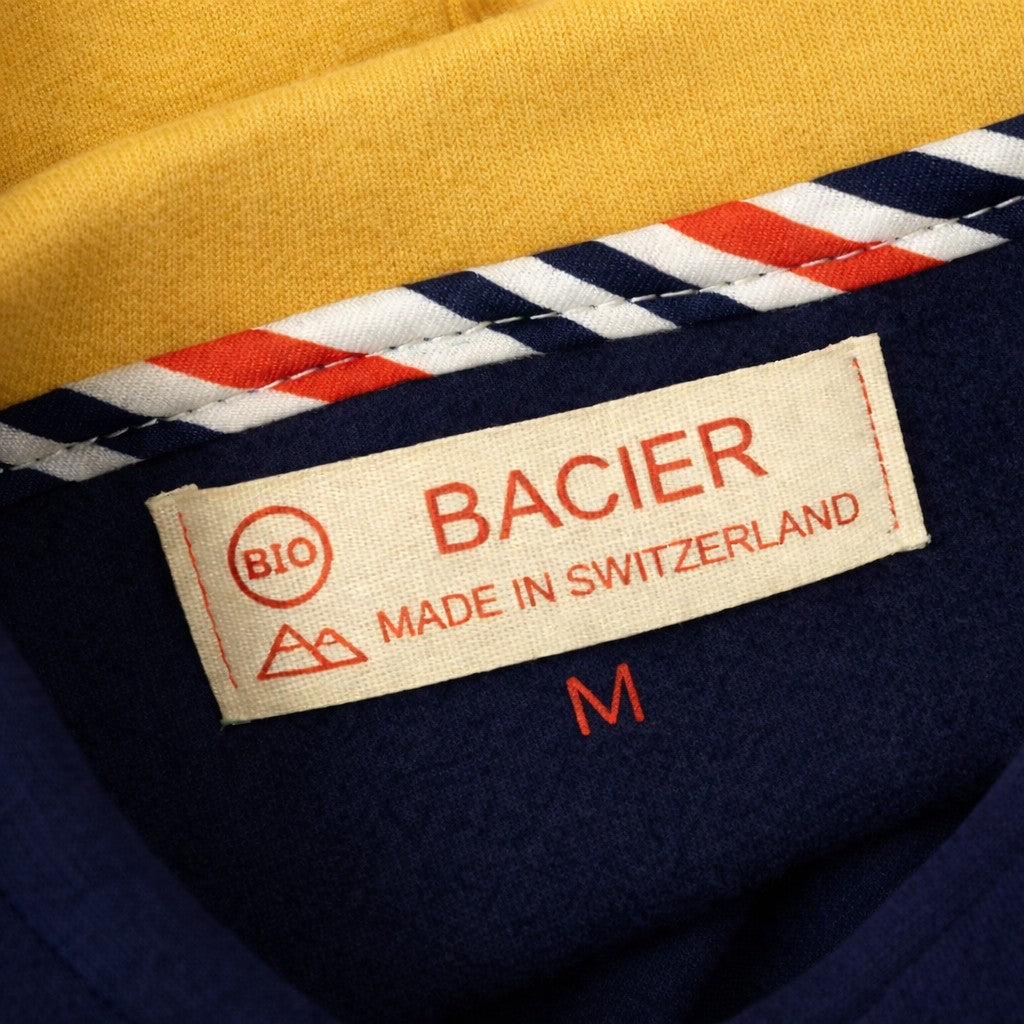 Hoodie Bleu Marine - Swiss Made - Jaune